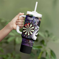 Personalised New Zealand Darts Tumbler With Handle Ngutukaka Manaia Taniko Luxury Purple LT14 - Polynesian Pride