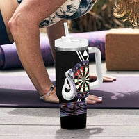 Personalised New Zealand Darts Tumbler With Handle Ngutukaka Manaia Taniko Luxury Purple LT14 - Polynesian Pride