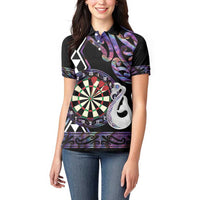 Personalised New Zealand Darts Women Polo Shirt Ngutukaka Manaia Taniko Luxury Purple - Polynesian Pride