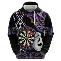 Personalised New Zealand Darts Zip Hoodie Ngutukaka Manaia Taniko Luxury Purple LT14 - Polynesian Pride