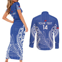 Custom Manu Samoa Rugby 2024 Couples Matching Short Sleeve Bodycon Dress and Long Sleeve Button Shirt Go Champions Samoan Tattoo LT14 - Polynesian Pride