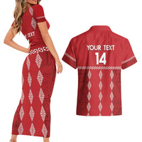 Custom Tonga Rugby 2024 Couples Matching Short Sleeve Bodycon Dress and Hawaiian Shirt Go Champions Ikale Tahi Ngatu Pattern LT14 - Polynesian Pride