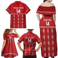 Custom Tonga Rugby 2024 Family Matching Off Shoulder Maxi Dress and Hawaiian Shirt Go Champions Ikale Tahi Ngatu Pattern LT14 - Polynesian Pride