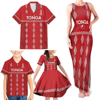 Custom Tonga Rugby 2024 Family Matching Tank Maxi Dress and Hawaiian Shirt Go Champions Ikale Tahi Ngatu Pattern LT14 - Polynesian Pride