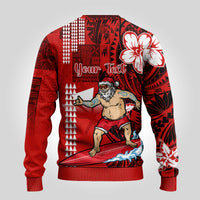 Personalised Hawaii Christmas Ugly Christmas Sweater Mele Kalikimaka Surfing Santa Claus LT14 - Polynesian Pride