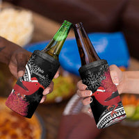 Personalized Mele Kalikimaka Hawaii 4 in 1 Can Cooler Tumbler I'iwi Bird With Ohia Lehua - Black Color LT14 - Polynesian Pride