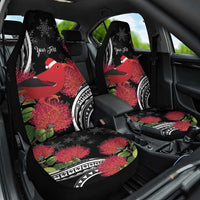 Personalized Mele Kalikimaka Hawaii Car Seat Cover I'iwi Bird With Ohia Lehua - Black Color LT14 One Size Black - Polynesian Pride