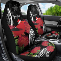 Personalized Mele Kalikimaka Hawaii Car Seat Cover I'iwi Bird With Ohia Lehua - Black Color LT14 - Polynesian Pride