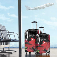 Personalized Mele Kalikimaka Hawaii Luggage Cover I'iwi Bird With Ohia Lehua - Black Color LT14 - Polynesian Pride