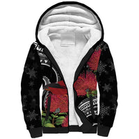 Personalized Mele Kalikimaka Hawaii Sherpa Hoodie I'iwi Bird With Ohia Lehua - Black Color LT14 Unisex Black - Polynesian Pride