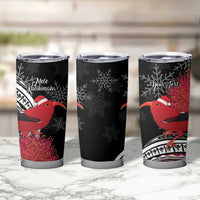 Personalized Mele Kalikimaka Hawaii Tumbler Cup I'iwi Bird With Ohia Lehua - Black Color LT14 - Polynesian Pride