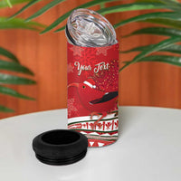 Personalized Mele Kalikimaka Hawaii 4 in 1 Can Cooler Tumbler I'iwi Bird With Ohia Lehua - Red Color LT14 - Polynesian Pride