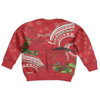 Personalized Mele Kalikimaka Hawaii Kid Ugly Christmas Sweater I'iwi Bird With Ohia Lehua - Red Color LT14 - Polynesian Pride