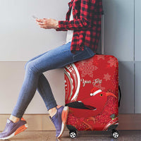 Personalized Mele Kalikimaka Hawaii Luggage Cover I'iwi Bird With Ohia Lehua - Red Color LT14 - Polynesian Pride