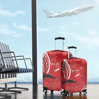 Personalized Mele Kalikimaka Hawaii Luggage Cover I'iwi Bird With Ohia Lehua - Red Color LT14 - Polynesian Pride
