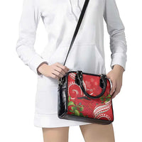 Personalized Mele Kalikimaka Hawaii Shoulder Handbag I'iwi Bird With Ohia Lehua - Red Color