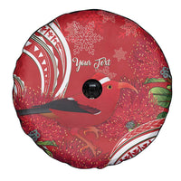Personalized Mele Kalikimaka Hawaii Spare Tire Cover I'iwi Bird With Ohia Lehua - Red Color LT14 - Polynesian Pride
