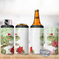 Pastel Green Hawaii Chameleon Christmas 4 in 1 Can Cooler Tumbler Mele Kalikimaka Kakau - Watercolor LT14 - Polynesian Pride