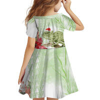 Pastel Green Hawaii Chameleon Christmas Family Matching Long Sleeve Bodycon Dress and Hawaiian Shirt Mele Kalikimaka Kakau - Watercolor LT14 - Polynesian Pride