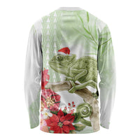 Pastel Green Hawaii Chameleon Christmas Long Sleeve Shirt Mele Kalikimaka Kakau - Watercolor LT14 - Polynesian Pride