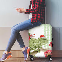 Pastel Green Hawaii Chameleon Christmas Luggage Cover Mele Kalikimaka Kakau - Watercolor LT14 - Polynesian Pride