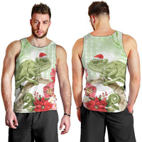 Pastel Green Hawaii Chameleon Christmas Men Tank Top Mele Kalikimaka Kakau - Watercolor LT14 - Polynesian Pride