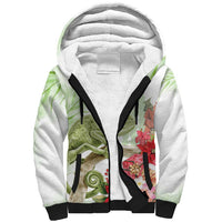 Pastel Green Hawaii Chameleon Christmas Sherpa Hoodie Mele Kalikimaka Kakau - Watercolor LT14 Unisex Green - Polynesian Pride