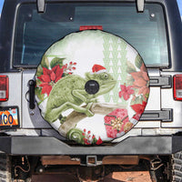 Pastel Green Hawaii Chameleon Christmas Spare Tire Cover Mele Kalikimaka Kakau - Watercolor LT14 Green - Polynesian Pride
