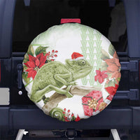 Pastel Green Hawaii Chameleon Christmas Spare Tire Cover Mele Kalikimaka Kakau - Watercolor LT14 - Polynesian Pride