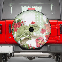 Pastel Green Hawaii Chameleon Christmas Spare Tire Cover Mele Kalikimaka Kakau - Watercolor LT14 - Polynesian Pride