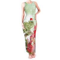 Pastel Green Hawaii Chameleon Christmas Tank Maxi Dress Mele Kalikimaka Kakau - Watercolor LT14 Women Green - Polynesian Pride