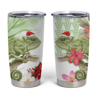 Pastel Green Hawaii Chameleon Christmas Tumbler Cup Mele Kalikimaka Kakau - Watercolor LT14 Green - Polynesian Pride