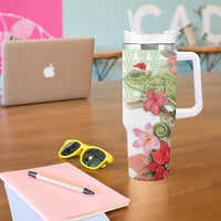 Pastel Green Hawaii Chameleon Christmas Tumbler With Handle Mele Kalikimaka Kakau - Watercolor LT14 - Polynesian Pride