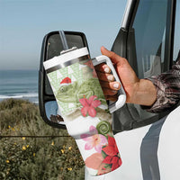 Pastel Green Hawaii Chameleon Christmas Tumbler With Handle Mele Kalikimaka Kakau - Watercolor LT14 - Polynesian Pride