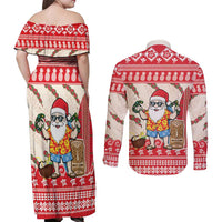 Hawaii Christmas Six Seven Couples Matching Off Shoulder Maxi Dress and Long Sleeve Button Shirt Mele Kalikimaka Funny Santa 67 Gen Alpha Slang LT14 - Polynesian Pride