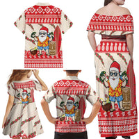 Hawaii Christmas Six Seven Family Matching Off Shoulder Maxi Dress and Hawaiian Shirt Mele Kalikimaka Funny Santa 67 Gen Alpha Slang LT14 - Polynesian Pride