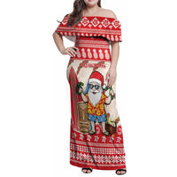 Hawaii Christmas Six Seven Family Matching Off Shoulder Maxi Dress and Hawaiian Shirt Mele Kalikimaka Funny Santa 67 Gen Alpha Slang LT14 Red - Polynesian Pride