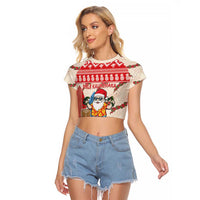 Hawaii Christmas Six Seven Raglan Cropped T Shirt Mele Kalikimaka Funny Santa 67 Gen Alpha Slang LT14 Female Red - Polynesian Pride