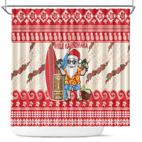 Hawaii Christmas Six Seven Shower Curtain Mele Kalikimaka Funny Santa 67 Gen Alpha Slang LT14 Red - Polynesian Pride