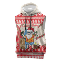 Hawaii Christmas Six Seven Sleeveless Hoodie Mele Kalikimaka Funny Santa 67 Gen Alpha Slang LT14 Red - Polynesian Pride