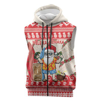 Hawaii Christmas Six Seven Sleeveless Zip Hoodie Mele Kalikimaka Funny Santa 67 Gen Alpha Slang LT14 Red - Polynesian Pride