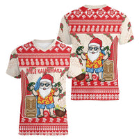 Hawaii Christmas Six Seven Women V-Neck T-Shirt Mele Kalikimaka Funny Santa 67 Gen Alpha Slang LT14 - Polynesian Pride