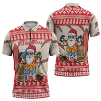 Hawaii Christmas Six Seven Zipper Polo Shirt Mele Kalikimaka Funny Santa 67 Gen Alpha Slang LT14 - Polynesian Pride