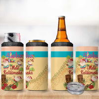 Aloha Hawaii Mele Kalikimaka 4 in 1 Can Cooler Tumbler Beachy Funny Santa Hawaiian Lei LT14 - Polynesian Pride
