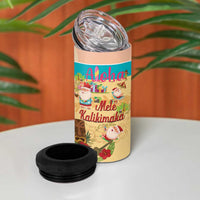 Aloha Hawaii Mele Kalikimaka 4 in 1 Can Cooler Tumbler Beachy Funny Santa Hawaiian Lei LT14 - Polynesian Pride