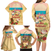 Aloha Hawaii Mele Kalikimaka Family Matching Long Sleeve Bodycon Dress and Hawaiian Shirt Beachy Funny Santa Hawaiian Lei LT14 - Polynesian Pride