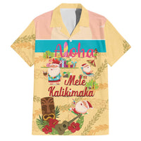 Aloha Hawaii Mele Kalikimaka Family Matching Mermaid Dress and Hawaiian Shirt Beachy Funny Santa Hawaiian Lei LT14 Dad's Shirt - Short Sleeve Yellow - Polynesian Pride