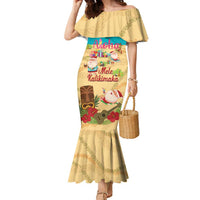 Aloha Hawaii Mele Kalikimaka Family Matching Mermaid Dress and Hawaiian Shirt Beachy Funny Santa Hawaiian Lei LT14 Yellow - Polynesian Pride