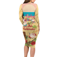 Aloha Hawaii Mele Kalikimaka Long Sleeve Bodycon Dress Beachy Funny Santa Hawaiian Lei LT14 - Polynesian Pride