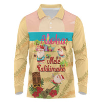 Aloha Hawaii Mele Kalikimaka Long Sleeve Polo Shirt Beachy Funny Santa Hawaiian Lei LT14 Yellow - Polynesian Pride